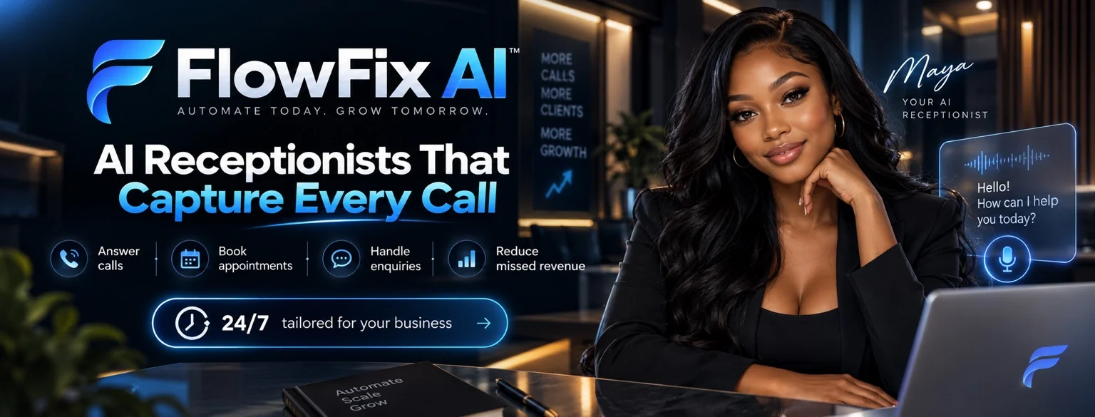 FlowFix AI receptionist persona Maya